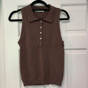 Zara Sleeveless Collared Knit Top - Size M